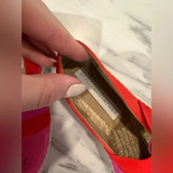 EUC-$500 STELLA MCCARTNEY Logo Bicolor Striped Espadrilles Cap Toe Flats - Picture 3 of 14